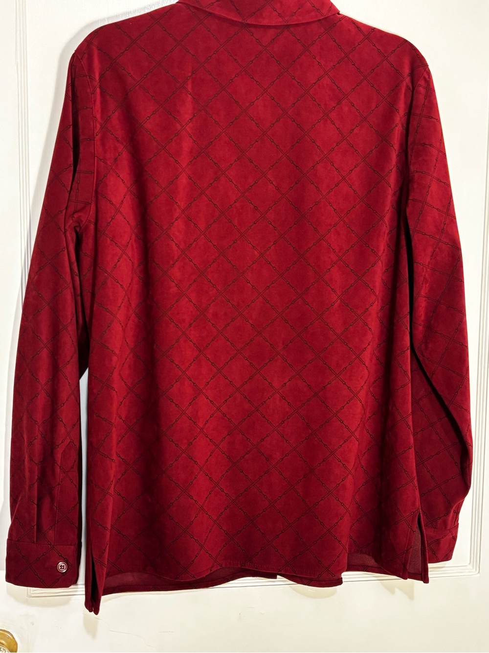 Talbots Deep Red Diamond-Pattern Button-Down Shirt - Picture 6 of 6